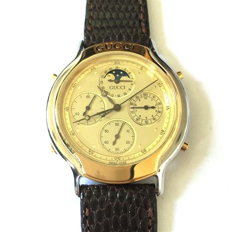 vintage gucci moon phase watch|Gucci Vintage Gucci 8300 Moon Phase 38mm Gold Dial Day.